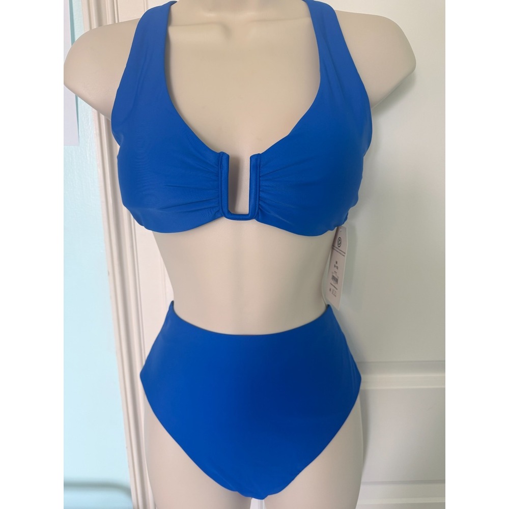 NWT Blue Time & Tru Two Piece High Waist Bikini Swimsuit Size Medium (8-10)